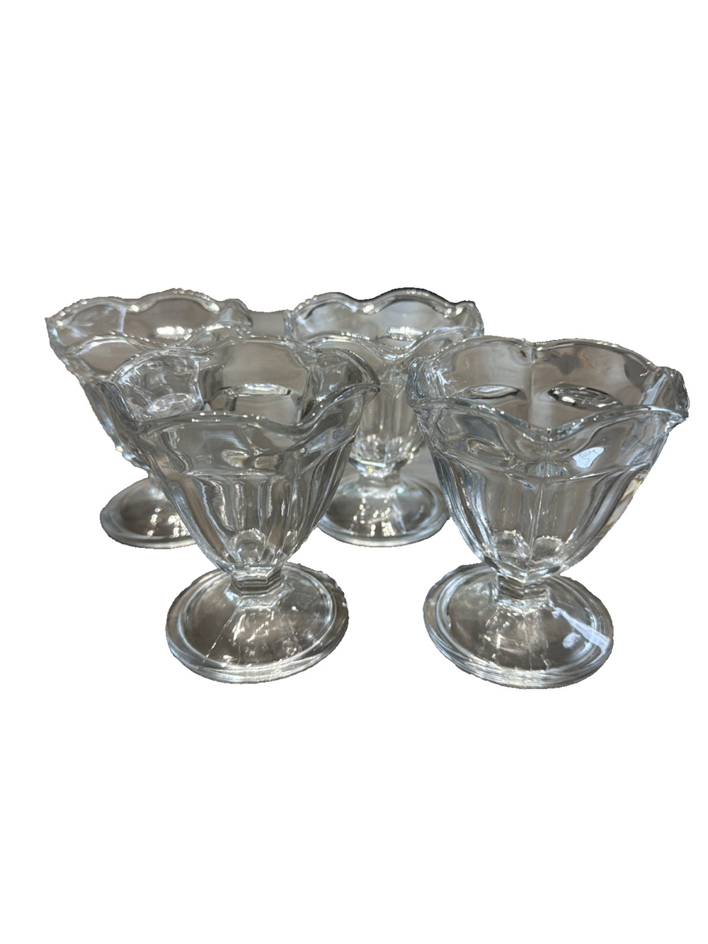Vintage Glass Desert Bowls Ice Cream Sundae Sherbet Cups Set of 4 Tulip